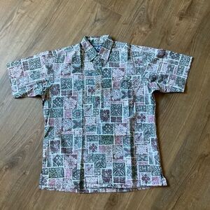 Vintage Men’s Ono Aloha Shirt Floral Patchwork Design Size Medium
